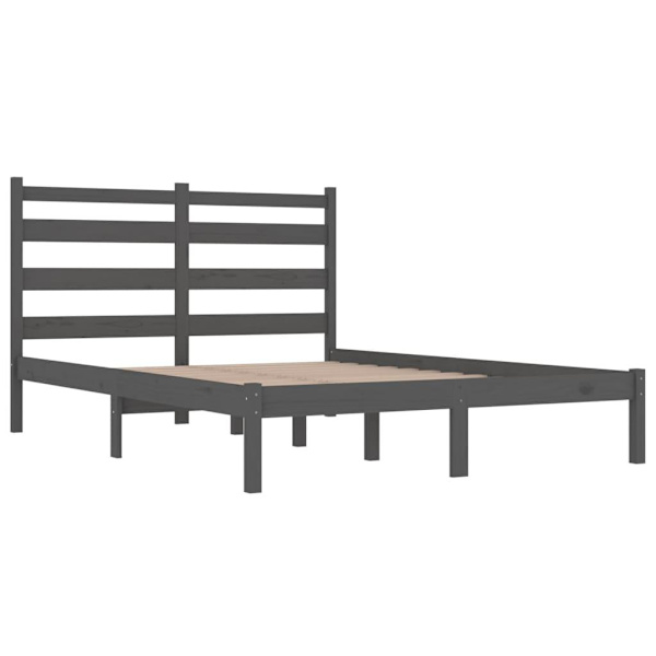 vidaXL Sängram grå massiv furu 200x200 cm Grå