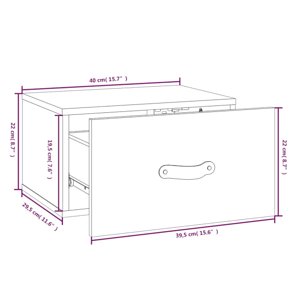vidaXL Väggmonterade sängbord vit 40x29,5x22 cm Vit