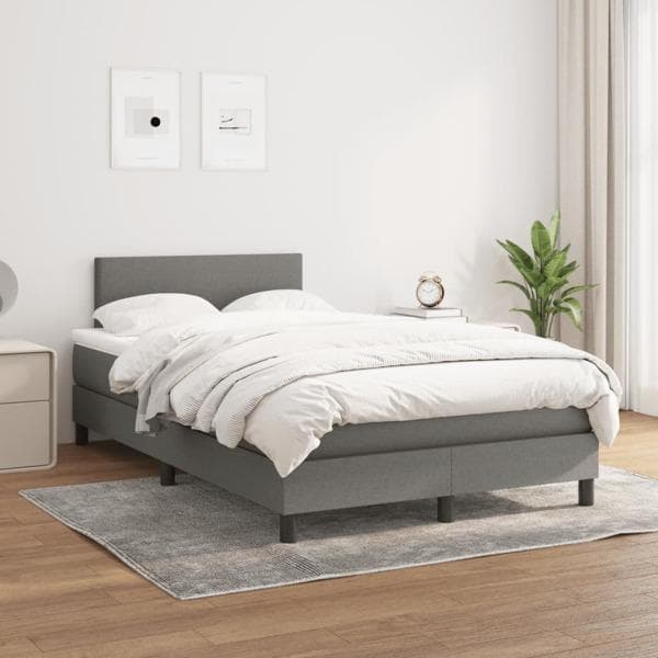 vidaXL Ramsäng med madrass mörkgrå 120x200 cm tyg Grå