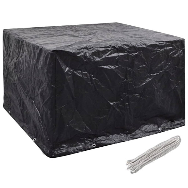 vidaXL Överdrag för trädgårdsmöbler 2 st 8 öljetter 135x135x90 cm Svart