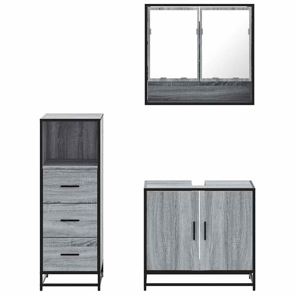vidaXL Badrumsmöbler set 3 delar grå sonoma konstruerat trä Grå