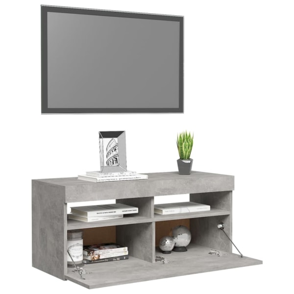 vidaXL TV-bänk med LED-belysning betonggrå 90x35x40 cm grå