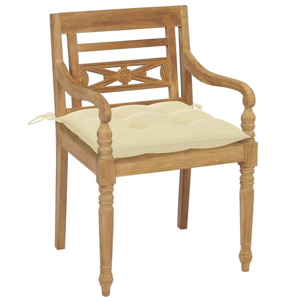 vidaXL Bataviastolar med dynor 4 st massiv teak Vit