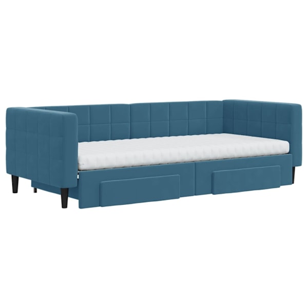 vidaXL Dagbädd utdragbar med lådor blå 90x200 cm sammet Blå