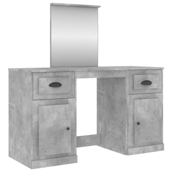 vidaXL Sminkbord med spegel betonggrå 130x50x132,5 cm Grå