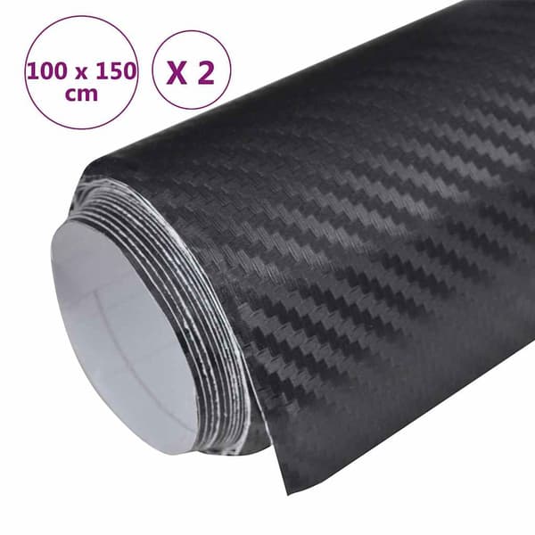 vidaXL Bilfoliering 2 st 3D svart 100x150 cm