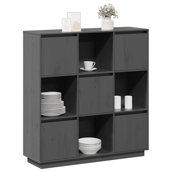 vidaXL Högskåp grå 110,5x35x117 cm massiv furu Grå