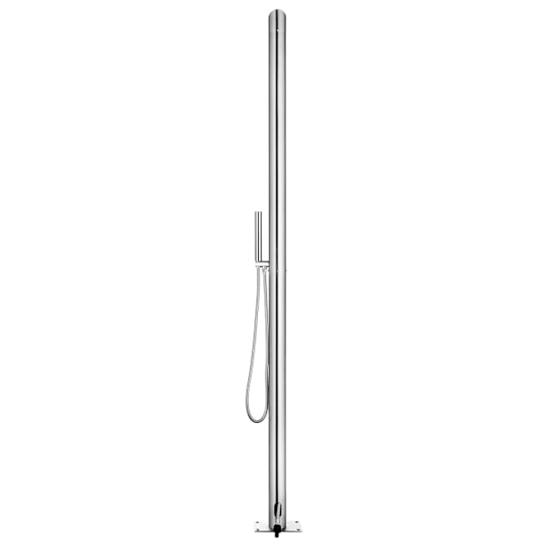vidaXL Trädgårdsdusch med brunt golv 225 cm rostfritt stål Brun