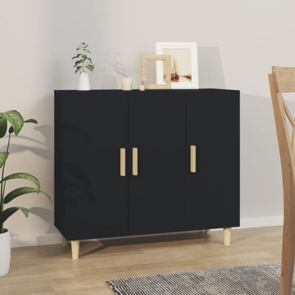 vidaXL Skänk svart 90x34x80 cm konstruerat trä Svart