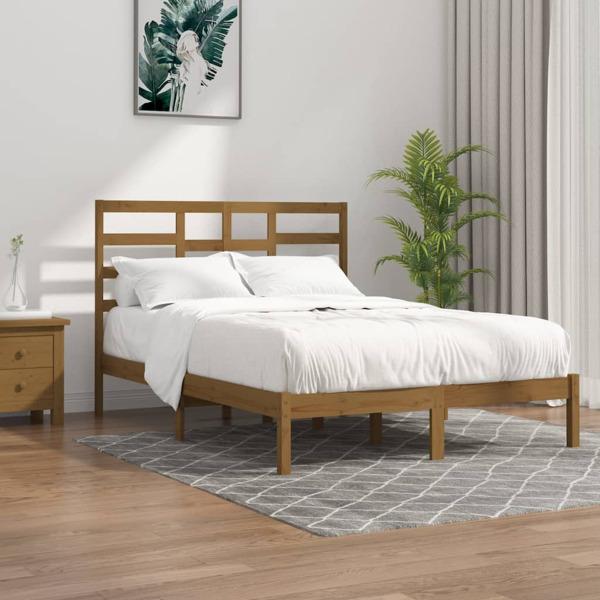 vidaXL Sängram honungsbrun massivt trä 120x190 cm Brun