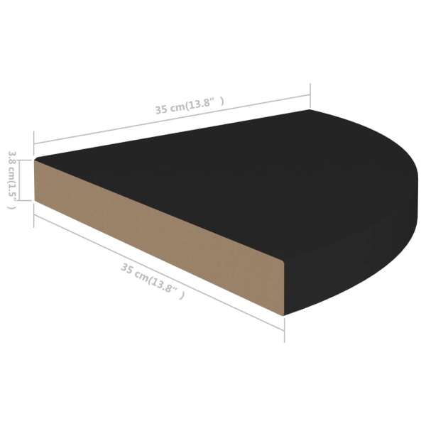 vidaXL Svävande hörnhylla svart 35x35x3,8 cm MDF Svart