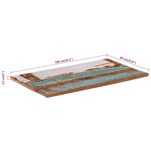 vidaXL Rektangulär bordsskiva 60x100cm 25-27mm massivt återvunnet trä multifärg