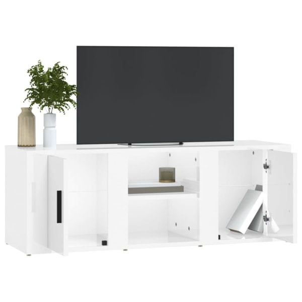 vidaXL Tv-bänk vit högglans 100x31,5x35 cm konstruerat trä Vit