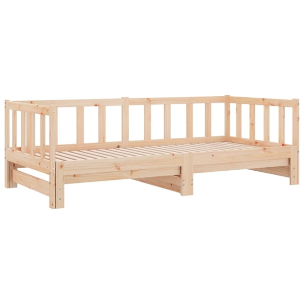 vidaXL Utdragbar dagbädd 2x(80x200) cm massiv furu Brun