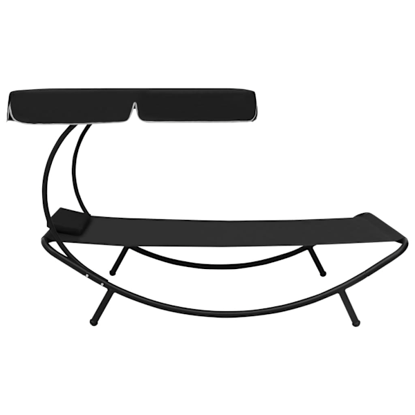 vidaXL Solsäng med tak & kudde svart Svart