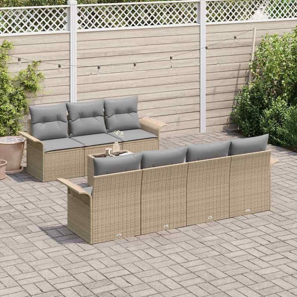 vidaXL Trädgårdsoffset 8 st 7-Antal sittplatser Beige och Grå Beige