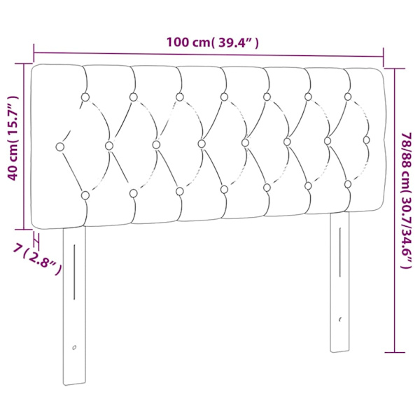 vidaXL Sänggavel LED ljusgrå 100x7x78/88 cm tyg Grå