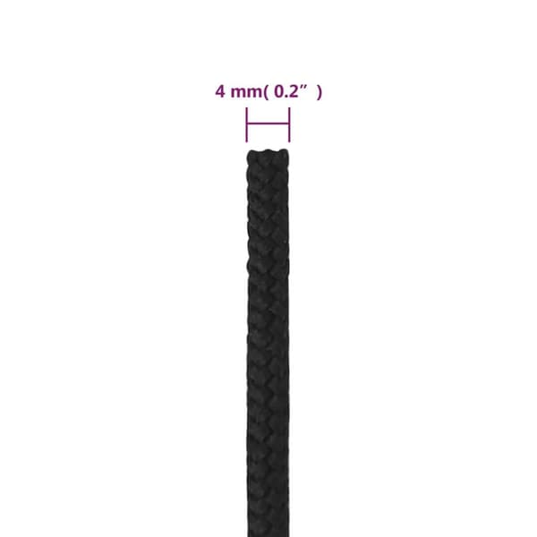 vidaXL Båtlina helsvart 4 mm 25 m polypropen