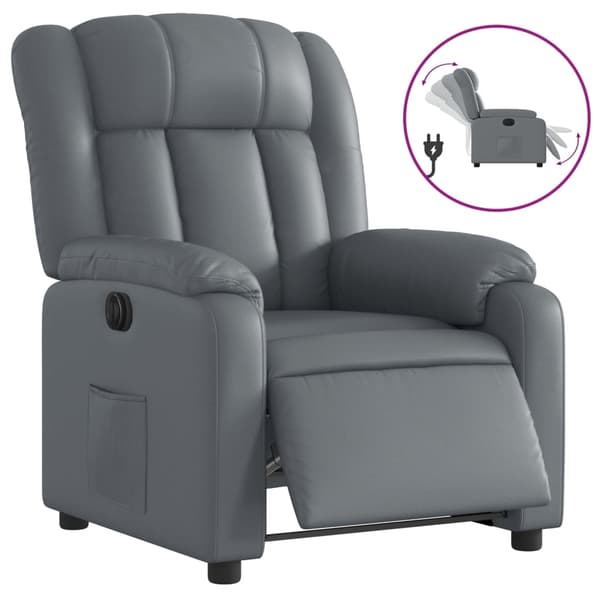 vidaXL Elektrisk reclinerfåtölj grå konstläder Grå