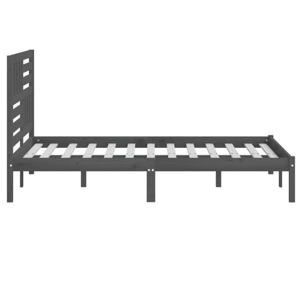 vidaXL Sängram 135x190 cm massiv furu grå grå