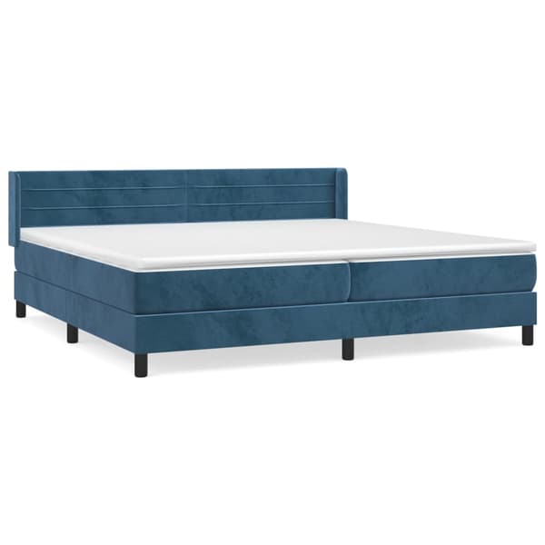 vidaXL Ramsäng med madrass mörkblå 200x200 cm sammet Blå
