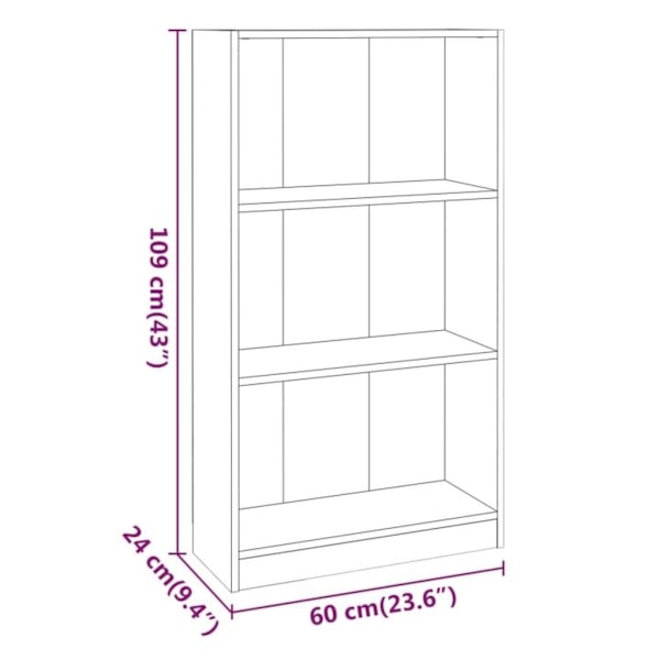 vidaXL Bokhylla rökfärgad ek 60x24x109 cm konstruerat trä Brun