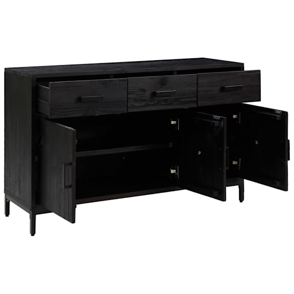 vidaXL Skänk svart 110x35x70 cm massiv furu Svart