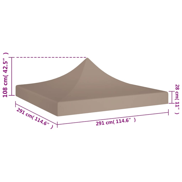 vidaXL Tak till partytält 3x3 m taupe 270 g/m² Taupe