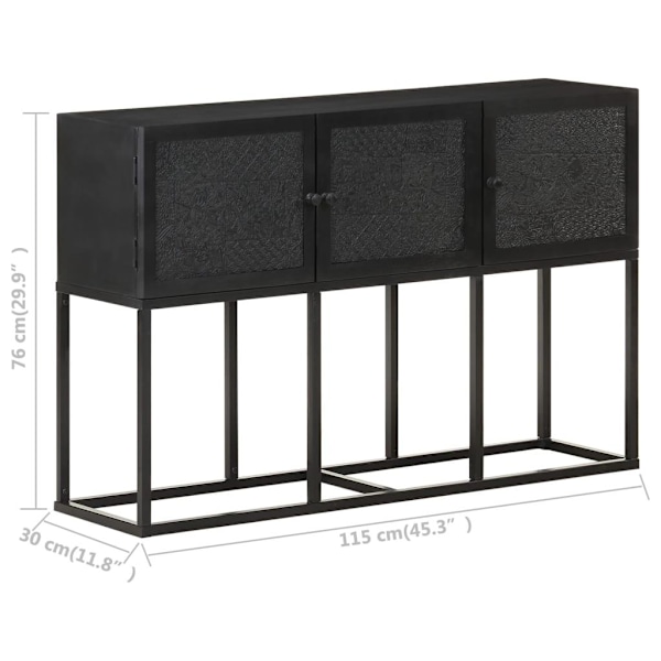 vidaXL Skänk 115x30x76 cm massivt mangoträ Svart