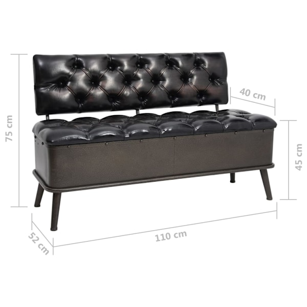 vidaXL Förvaringsbänk med ryggstöd 110 cm svart konstläder Svart