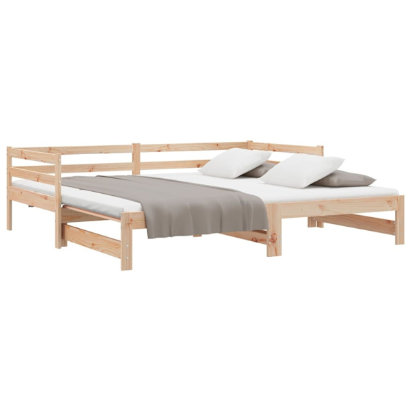 vidaXL Utdragbar dagbädd 2x(90x190) cm massiv furu Brun