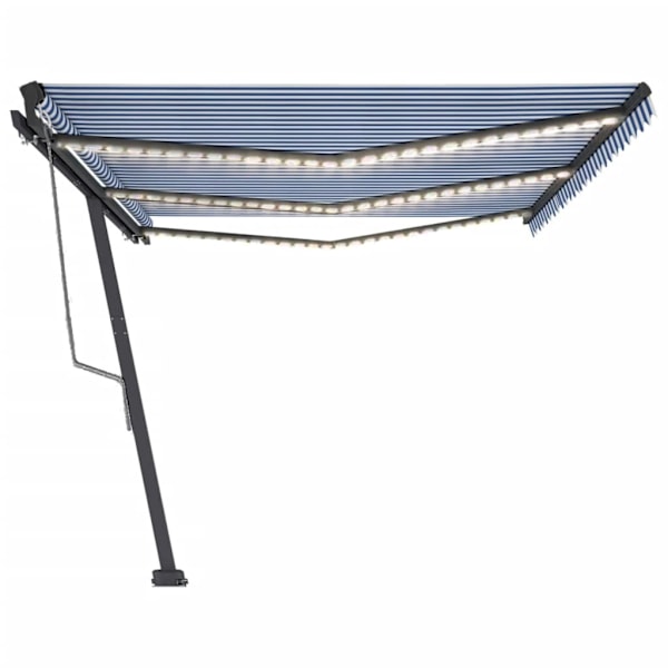 vidaXL Automatisk markis med vindsensor & LED 600x300 cm blå och vit Blå