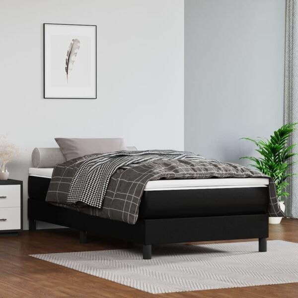 vidaXL Pocketresårmadrass svart 90x200x20 cm konstläder Svart