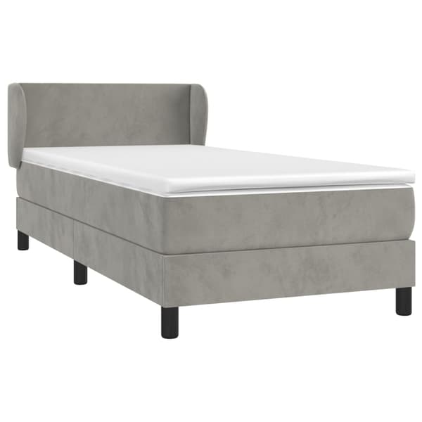 vidaXL Ramsäng med madrass ljusgrå 100x200 cm sammet Grå