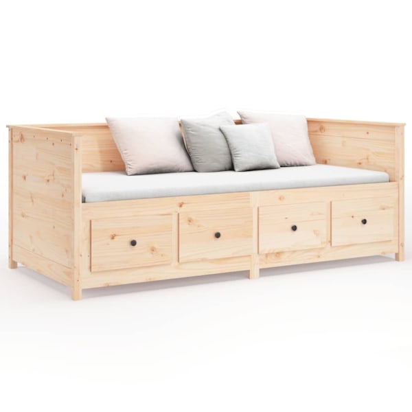 vidaXL Dagbädd utan madrass 100x200 cm massiv furu Brun