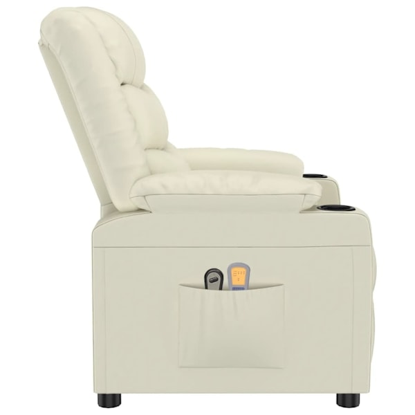 vidaXL Elektrisk massagefåtölj gräddvit konstläder Kräm