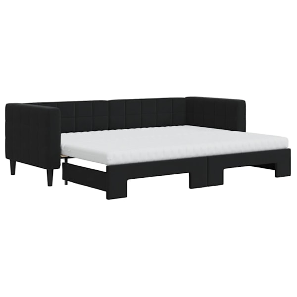 vidaXL Dagbädd med madrasser utdragbar svart 80x200 cm sammet Svart