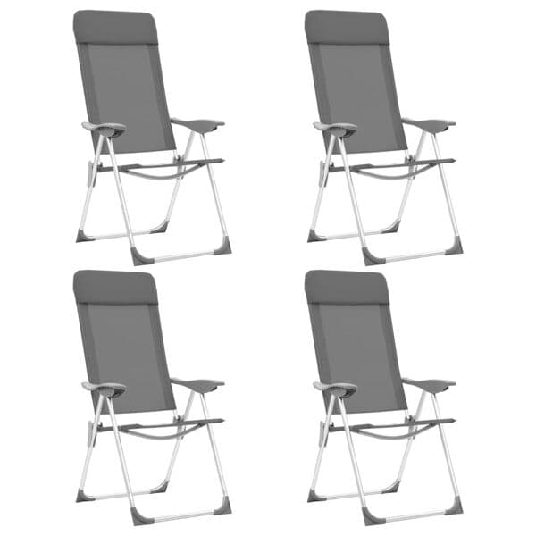 vidaXL Hopfällbara campingstolar 4 st aluminium grå grå