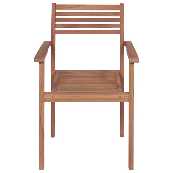 vidaXL Stapelbara trädgårdsstolar med dynor 6 st massiv teak Vit