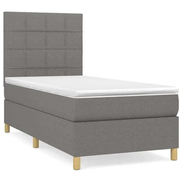 vidaXL Ramsäng med madrass mörkgrå 90x190 cm tyg Grå