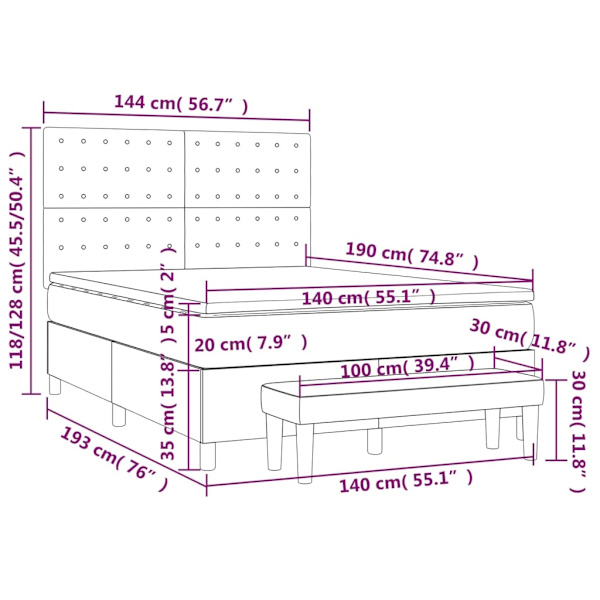 vidaXL Ramsäng med madrass vit 140x190 cm konstläder Vit
