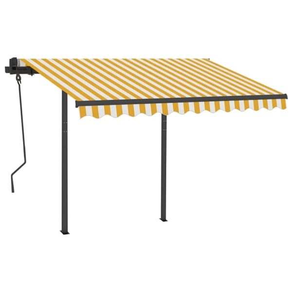 vidaXL Markis med stolpar automatisk infällbar 3x2,5 m gul och vit Gul