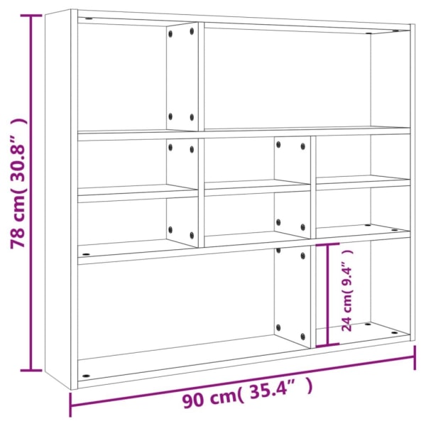 vidaXL Vägghylla sonoma-ek 90x16x78 cm konstruerat trä Brun