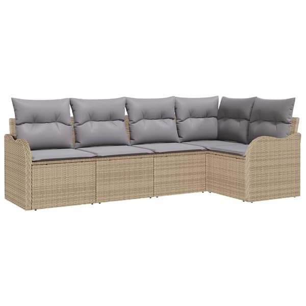 vidaXL Trädgårdsoffset 5 st Beige konstrotting Beige