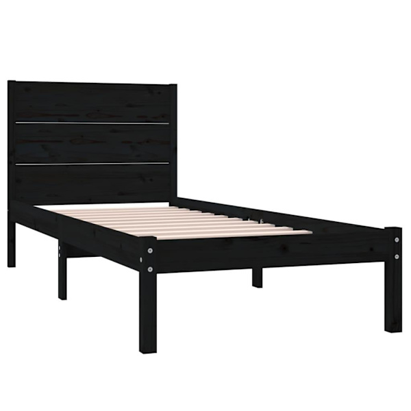 vidaXL Sängram svart massivt trä 90x190 cm Svart