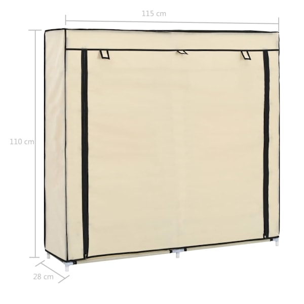 vidaXL Skoförvaring med överdrag gräddvit 115x28x110 cm tyg Creme