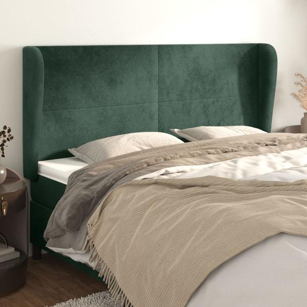 vidaXL Sänggavel med kanter mörkgrön 183x23x118/128 cm sammet Grön