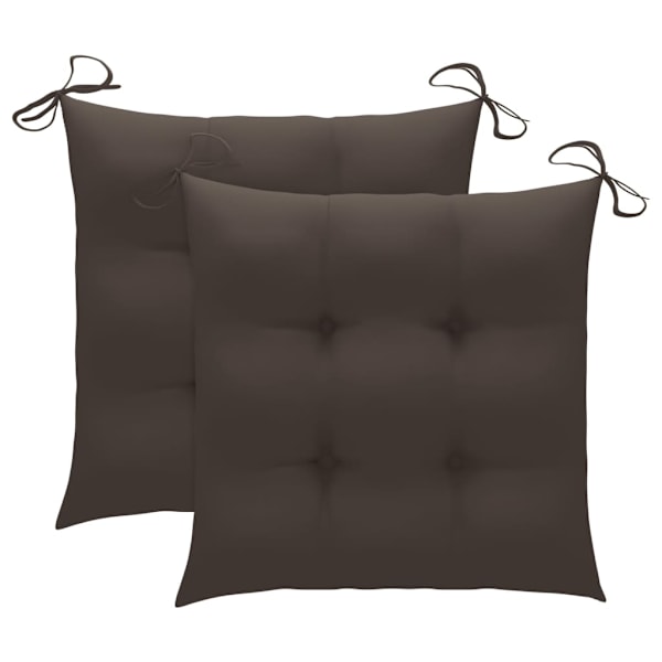 vidaXL Trädgårdsstolar 2 st med dynor massiv teak Taupe