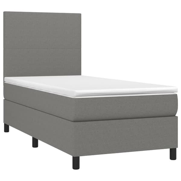 vidaXL Ramsäng med madrass & LED mörkgrå 90x190 cm tyg Grå