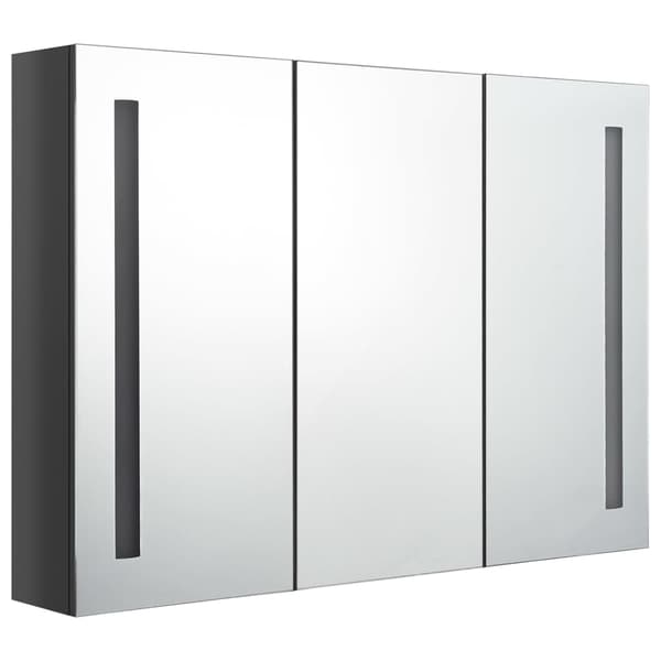 vidaXL Spegelskåp med LED 89x14x62 cm glänsande grå grå